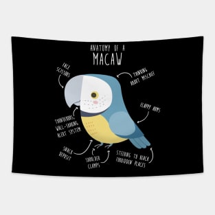 Blue and Gold Macaw Parrot Anatomy Tapestry