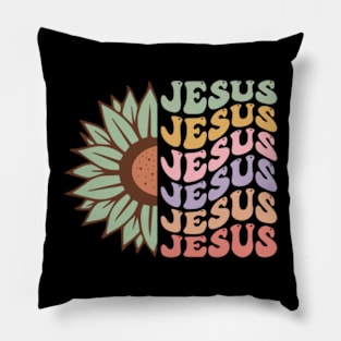 Christian Retro sunflower jesus Pillow