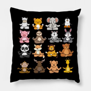 Animals Going Yoga animals meditating Pillow