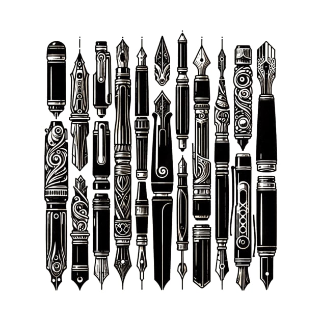 A Collection of Fountain Pens in a Black by Poemit