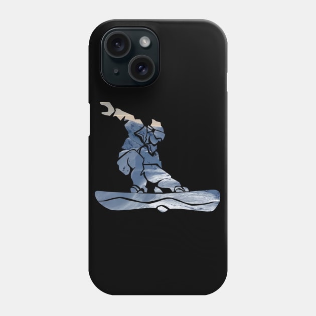 Cool Snowboarder Outline with Winter Mountains Phone Case by boobear247