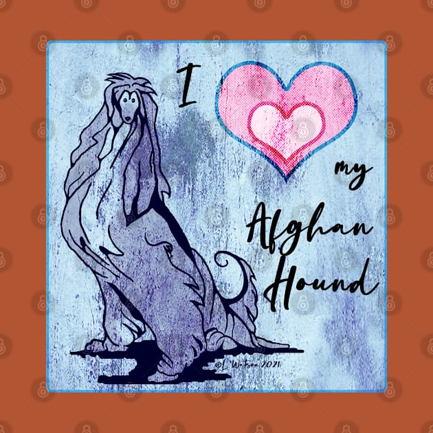 AFGHAN HOUND. Blue grunge. Love, Heart. by chepea2