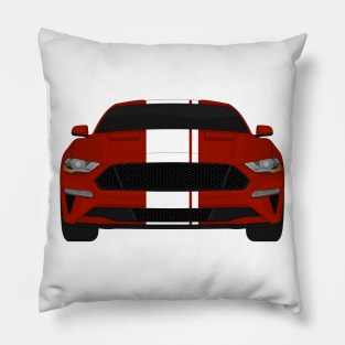 Mustang GT Rapid-Red + White Stripes Pillow