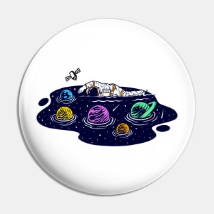 Swimming Space Illustration Pin