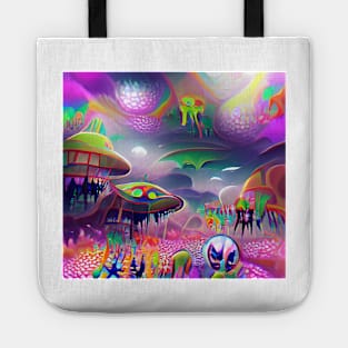 Psychedelic Alien Landscape Tote