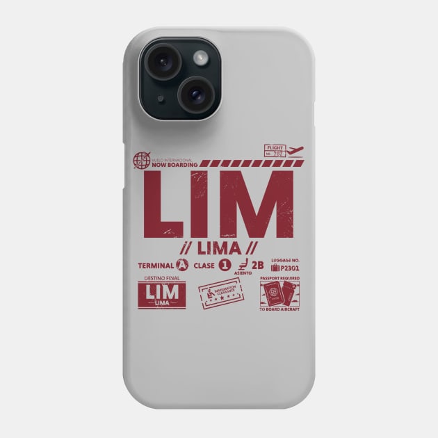 Vintage Lima LIM Airport Code Travel Day Retro Travel Tag B Phone Case by Now Boarding