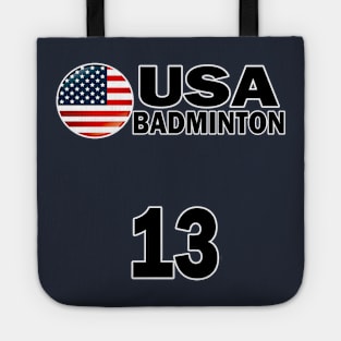 USA Badminton Number 13 T-shirt Design Tote