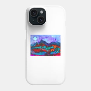 Night in the mountains alcohol ink painting Phone Case