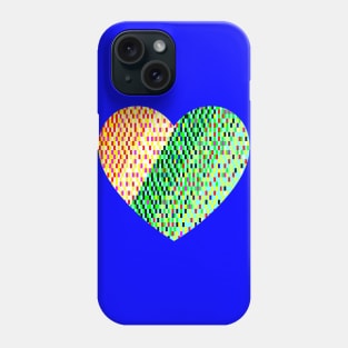 Retro Pixel Heart Green and Yellow Phone Case