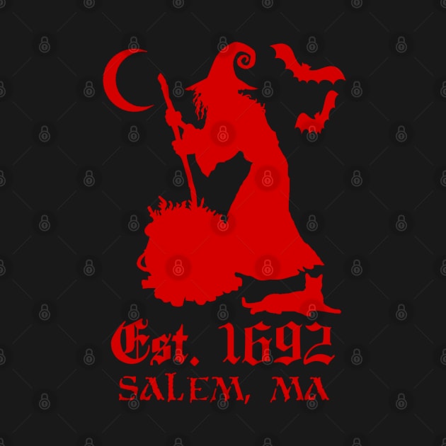 Salem Massachusetts Est. 1692 - Halloween Witch (RED) by Occult Designs