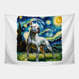 Starry Dogo Argentino Dog Portrait - Pet Portrait Tapestry