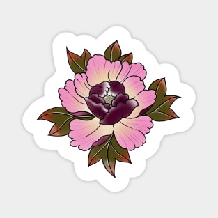 Peony Flower Japanese Tattoo Style Magnet