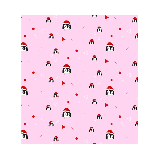 Santa Claus Penguin Pink #cute #christmas #penguin #illustration by Kirovair