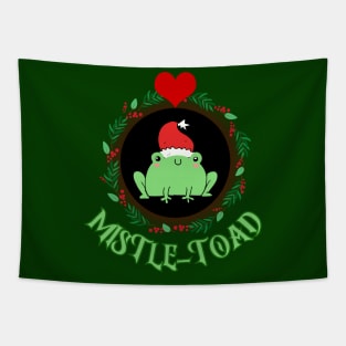 Cute Merry Christmas Santa mistle-toad mistletoe Tapestry