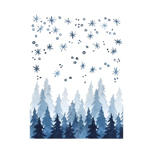 Pine trees in snowfall T-Shirt