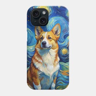 Pembroke Welsh Corgi Dog Breed Painting in a Van Gogh Starry Night Art Style Phone Case