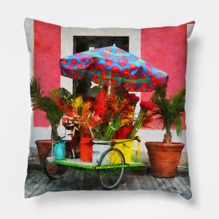 San Juan, Puerto Rico - Flower Cart Pillow