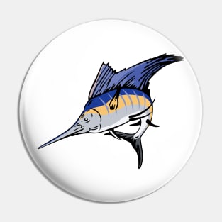 Billfish Jumping Side Retro Pin