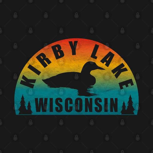 Kirby Lake Northern Wisconsin Sunset Loon by BirdsEyeWorks