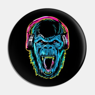 Blue Gorilla With Headphone Pin