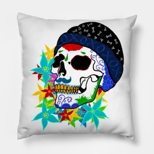 Skull and Flowers Pillow