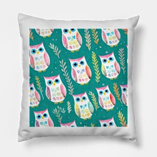 Watercolor owl pattern Pillow