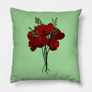 Red poppies flowers illustration Pillow