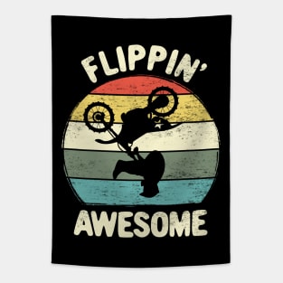 Retro Dirt Bike Motocross Rider: Flippin' Awesome Tapestry