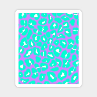 Textured Leopard Print Pattern in Mint Green, Purple and White Magnet