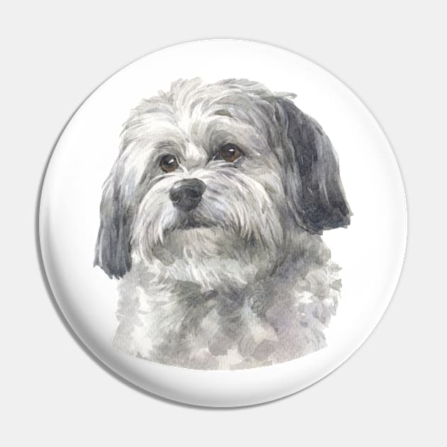 Sweet White Havanese Watercolor Art Pin by doglovershirts