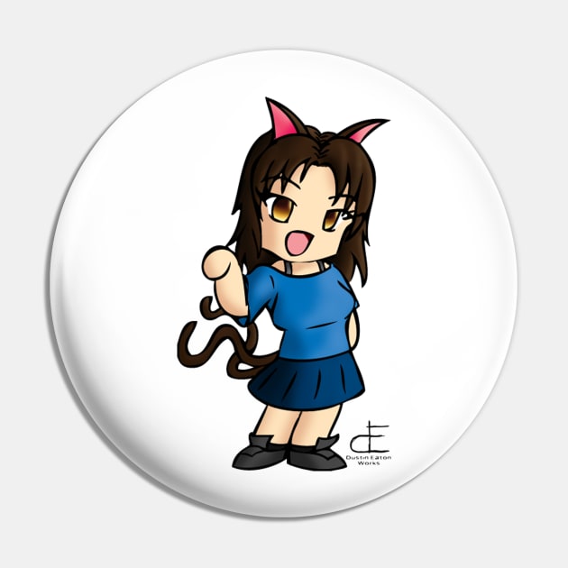 Chibi Kitty Girl Pin by DustinEatonWorks