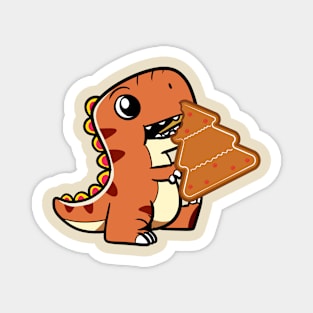 Dinosaur Eating Christmas Cake Magnet