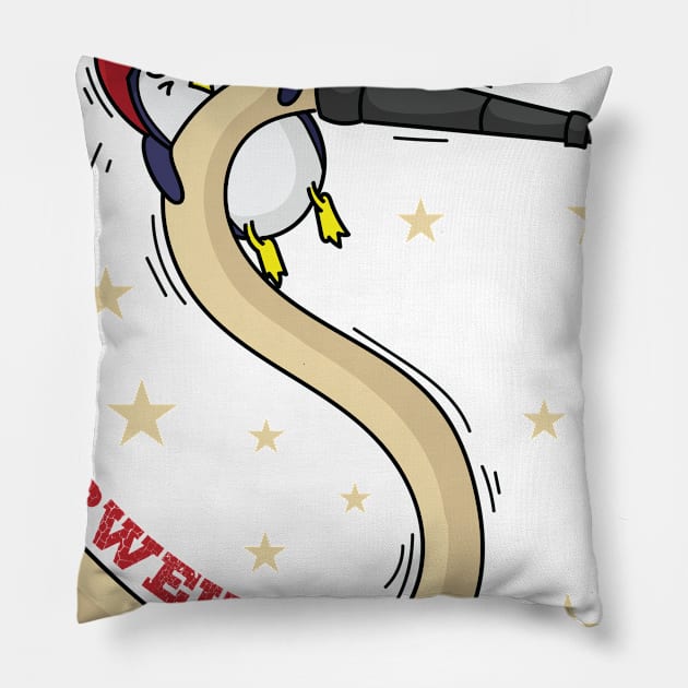 Penguin with hose and Fire Department Helmet Pillow by dieEinsteiger