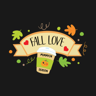 Pumpkin Spice Season Fall Love Autumn Orange Leaves Cute T-Shirt