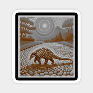 AI generated Pangolin walking on gravel Magnet