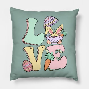 Love Easter Bunny Eggs Cute Colorful Holiday 2024 Pillow