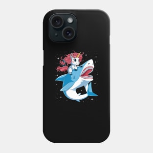 Unicorn Riding Shark T Shirt Kids Girls Boys Rainbow Squad Cute Gifts Party Phone Case