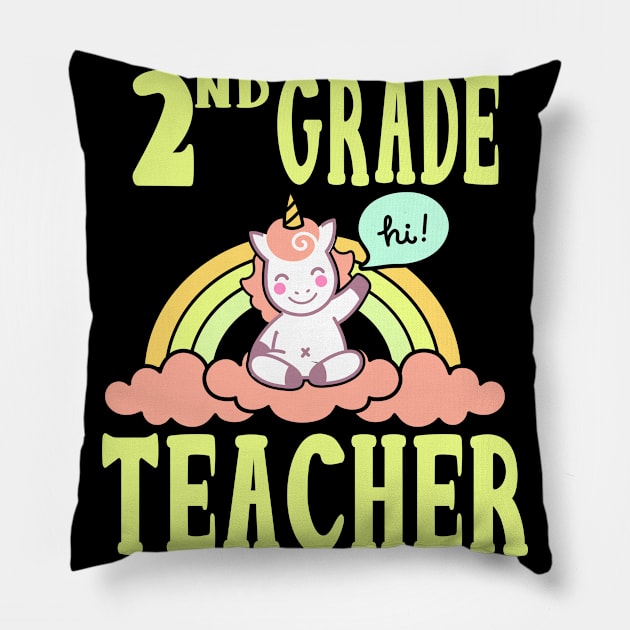 2nd Grade Teacher Unicorn Pillow by tropicalteesshop