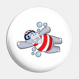 Hippo as Diver with Swimming goggles Pin