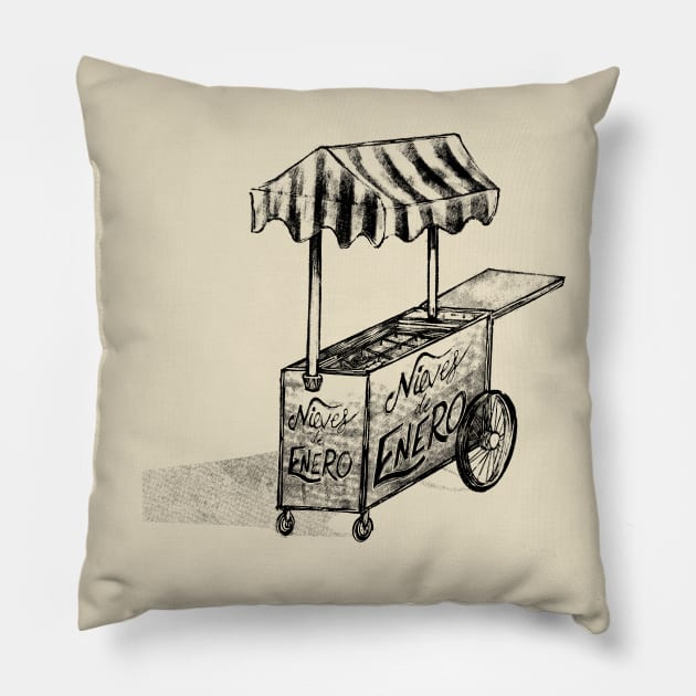 Carrito de Nieves de enero Pillow by ANDYWARHORE