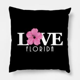 LOVE Florida Pink Hibiscus (long text) Pillow