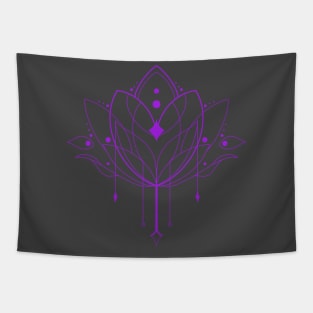 electric delicate purple lotus symmetrical mandala linework with dangling crystals cute gift Tapestry