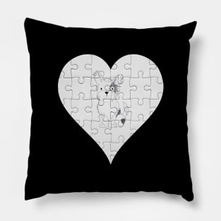 Terrier Heart Jigsaw Pieces Design - Gift for Terrier Black White Lovers Pillow