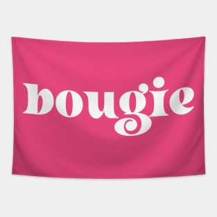 "bougie" in cool retro serif font (white letters) Tapestry