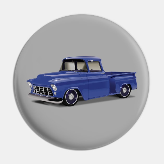 1955 Chevrolet Pickup Classic Truck Bright Blue Pin by TheStuffInBetween