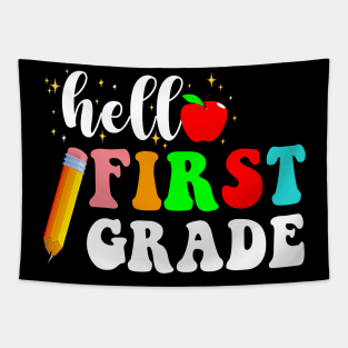 Hello First Grade Team 1st Grade Back to School Teacher Kids Tapestry