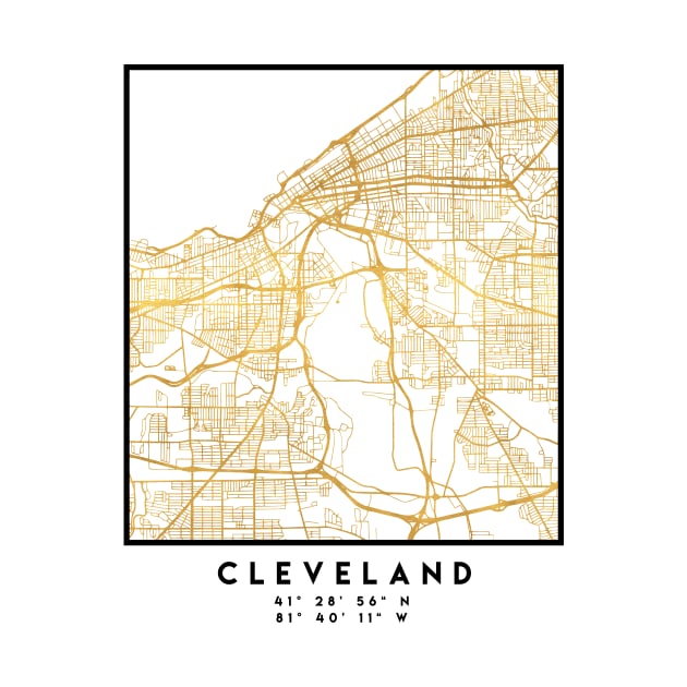 CLEVELAND OHIO CITY STREET MAP ART by deificusArt