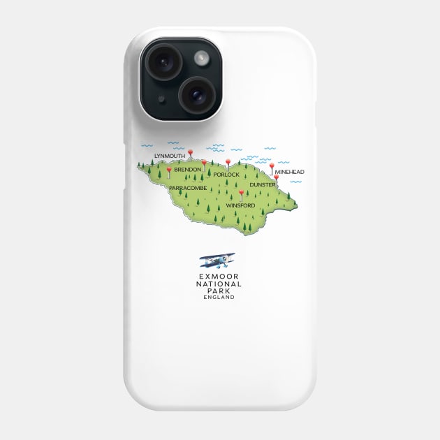 Exmoor National Park map Phone Case by nickemporium1