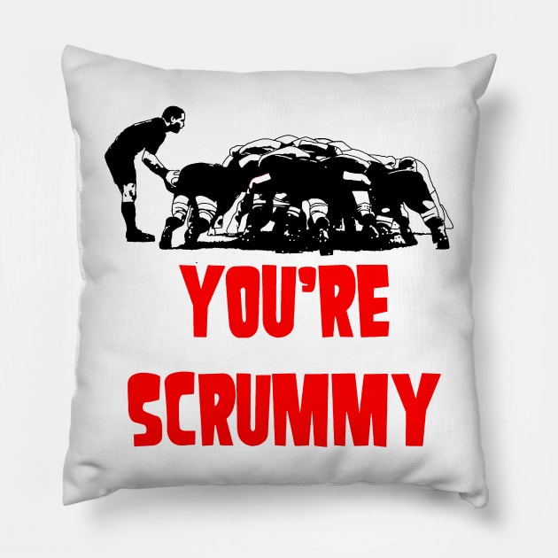 You Are Scrummy Funny Rugby Valentine Pillow by taiche