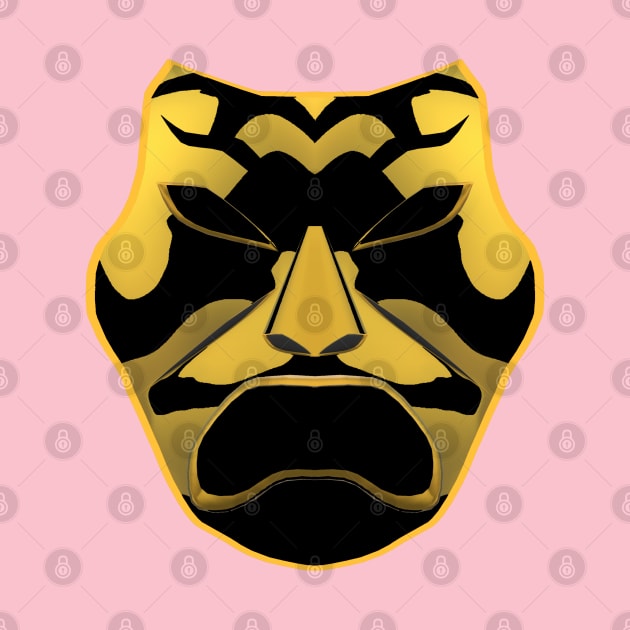 Bronze, Gold and Black Drama Mask (Purple Background) by Art By LM Designs 